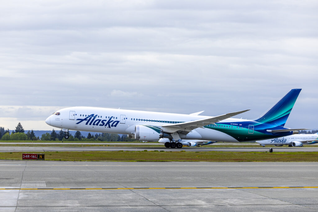 Alaska Airlines inaugural service to Rome (FCO) from Seattle takes off from Seattle-Tacoma International Airport on April 28, 2026. (Joe Nicholson/Alaska Airlines)