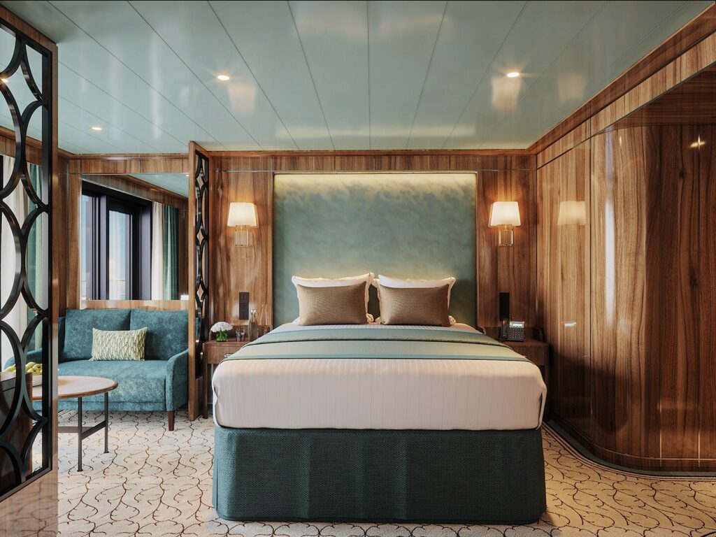 Images from Atlas Ocean Voyages shows the Atlas Adventurer Veranda suite in its new luxury sailing yacht.