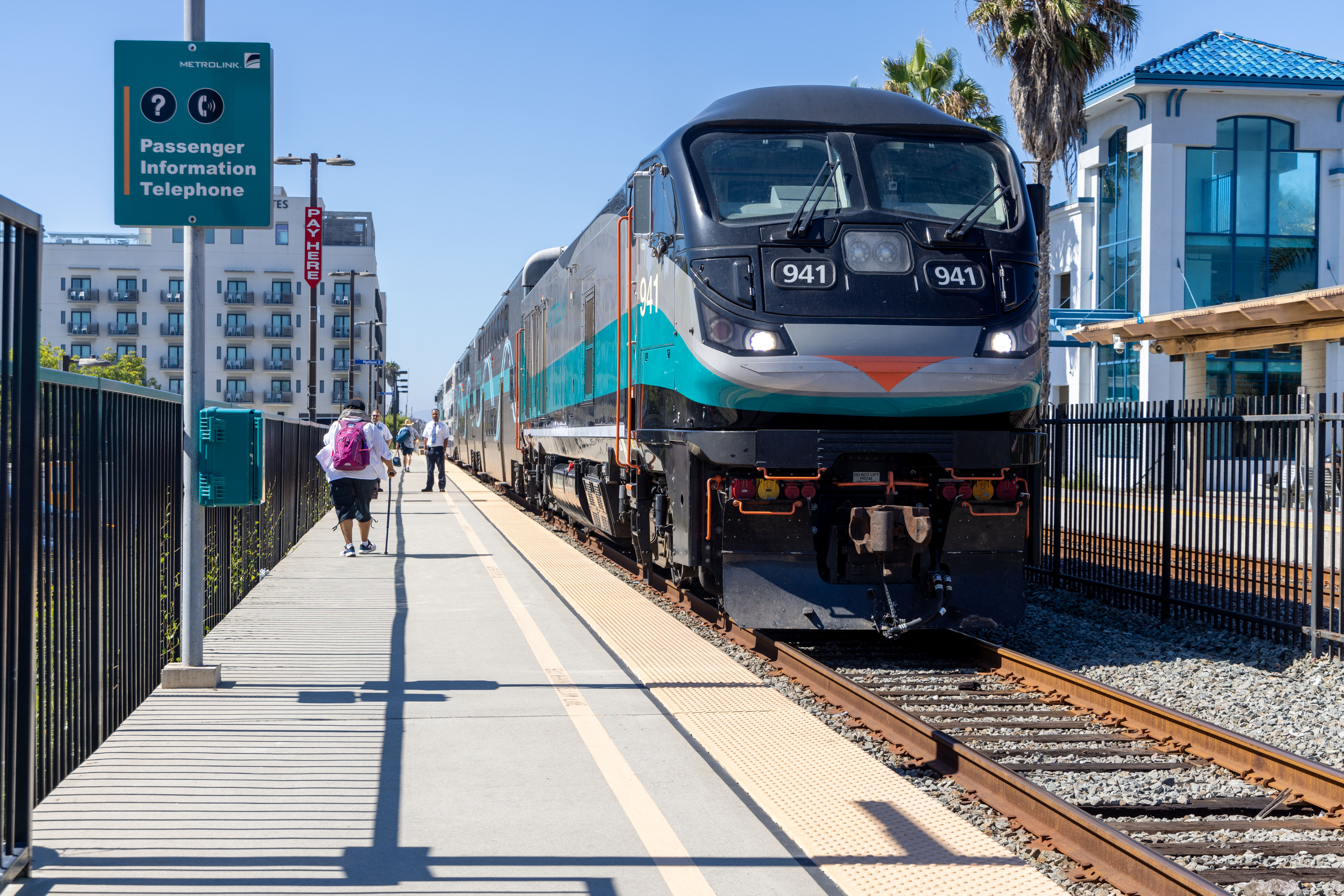 A Metrolink train is seen at the Oceanside Station in this undated promotional image from Metrolink.