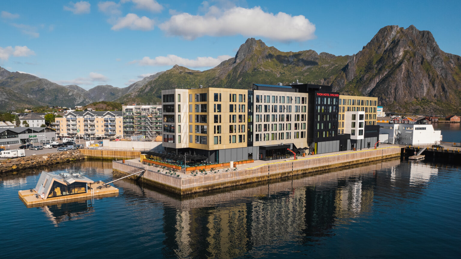 The 5-star hotel Thon Hotel Svolvaer in Lofoten, Norway is seen in this undated image provided by Havila Voyages