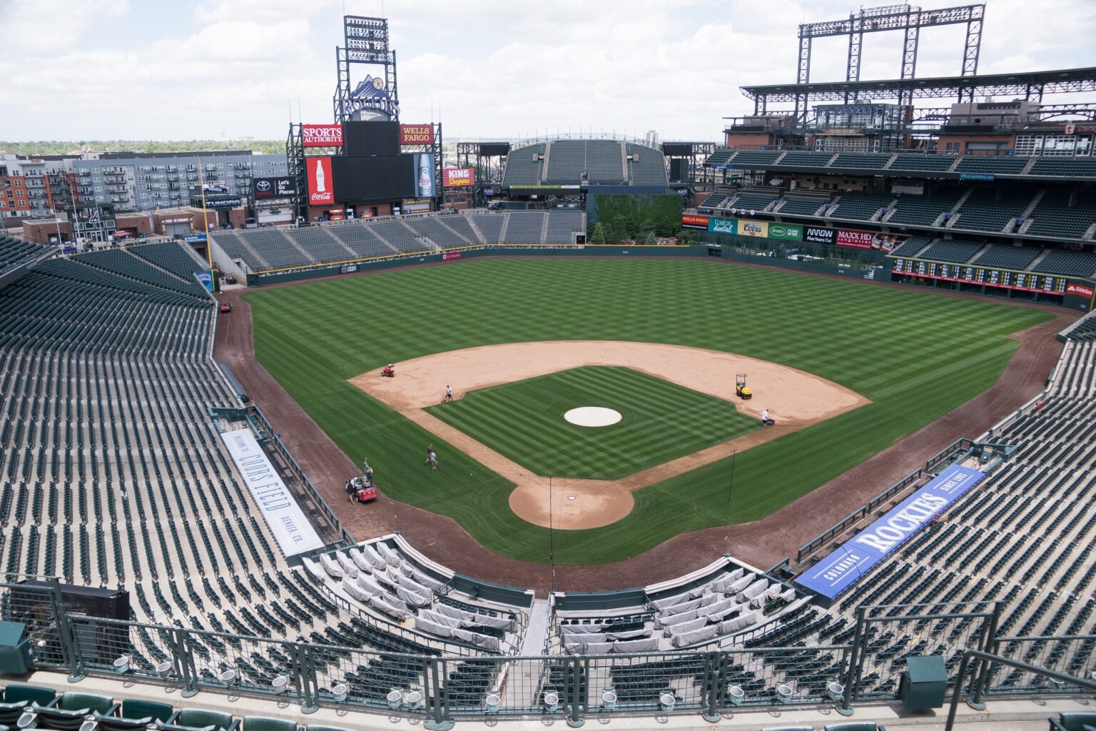 An empty Coors Field in downtown Denver, Colorado is seen in this undated image.