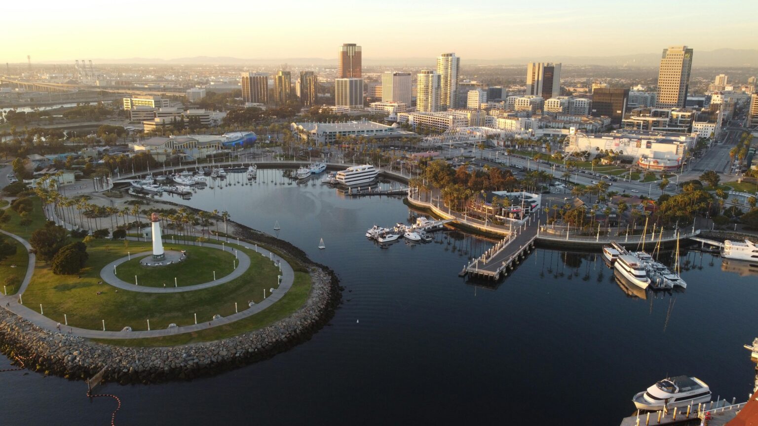 Aerial image of the Long Beach Harbor site of proposed water taxi