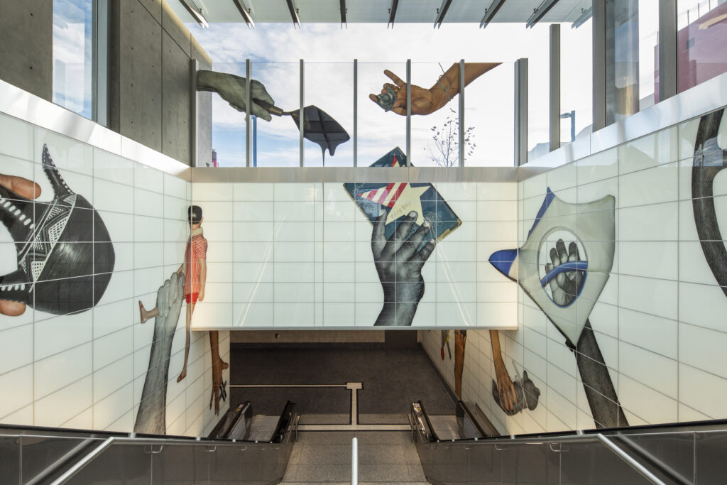 A public art display at the Wilshire/Fairfax Station along the LA Metro D Line shown in this undated image from LA Metro. 