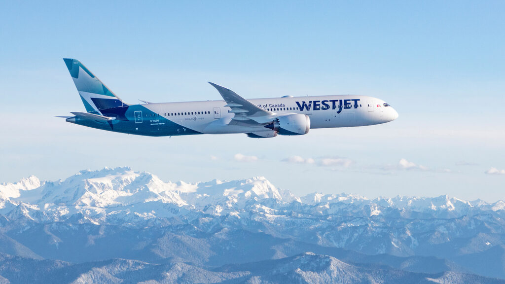 WestJet Boeing 787-9 Dreamliner photographed on March 5, 2018 by Chad Slattery from Wolfe Air Learjet 25.
