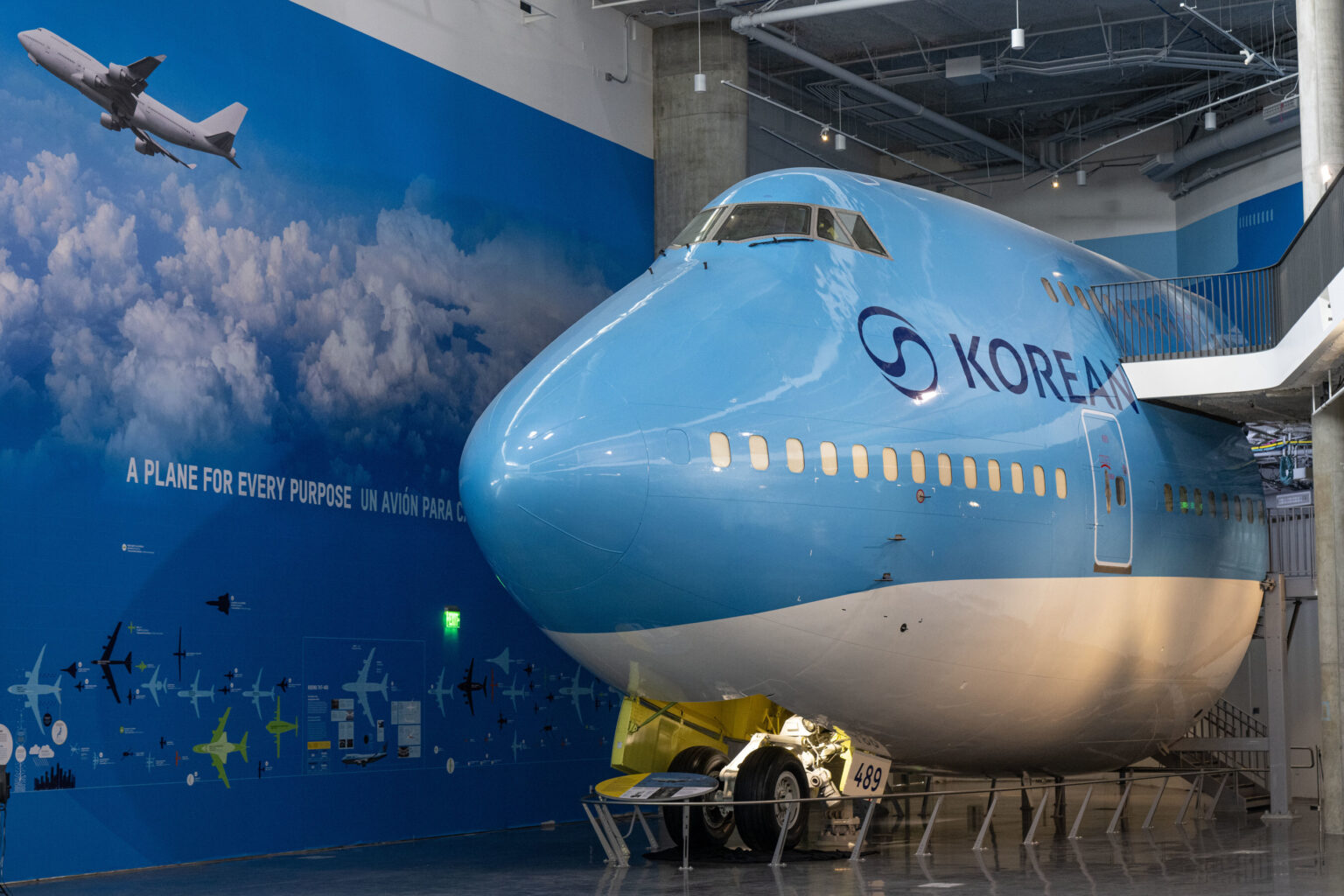 The 747 Experience, a 70 foot section of a Korean Air Boeing 747-400 aircraft fuselage. (California Science Center)