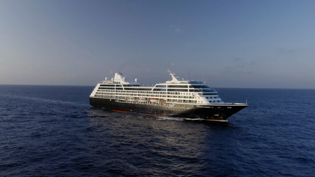 The Azamara Onward cruise ship sails at sea in this undated promotional image provided by the cruise line