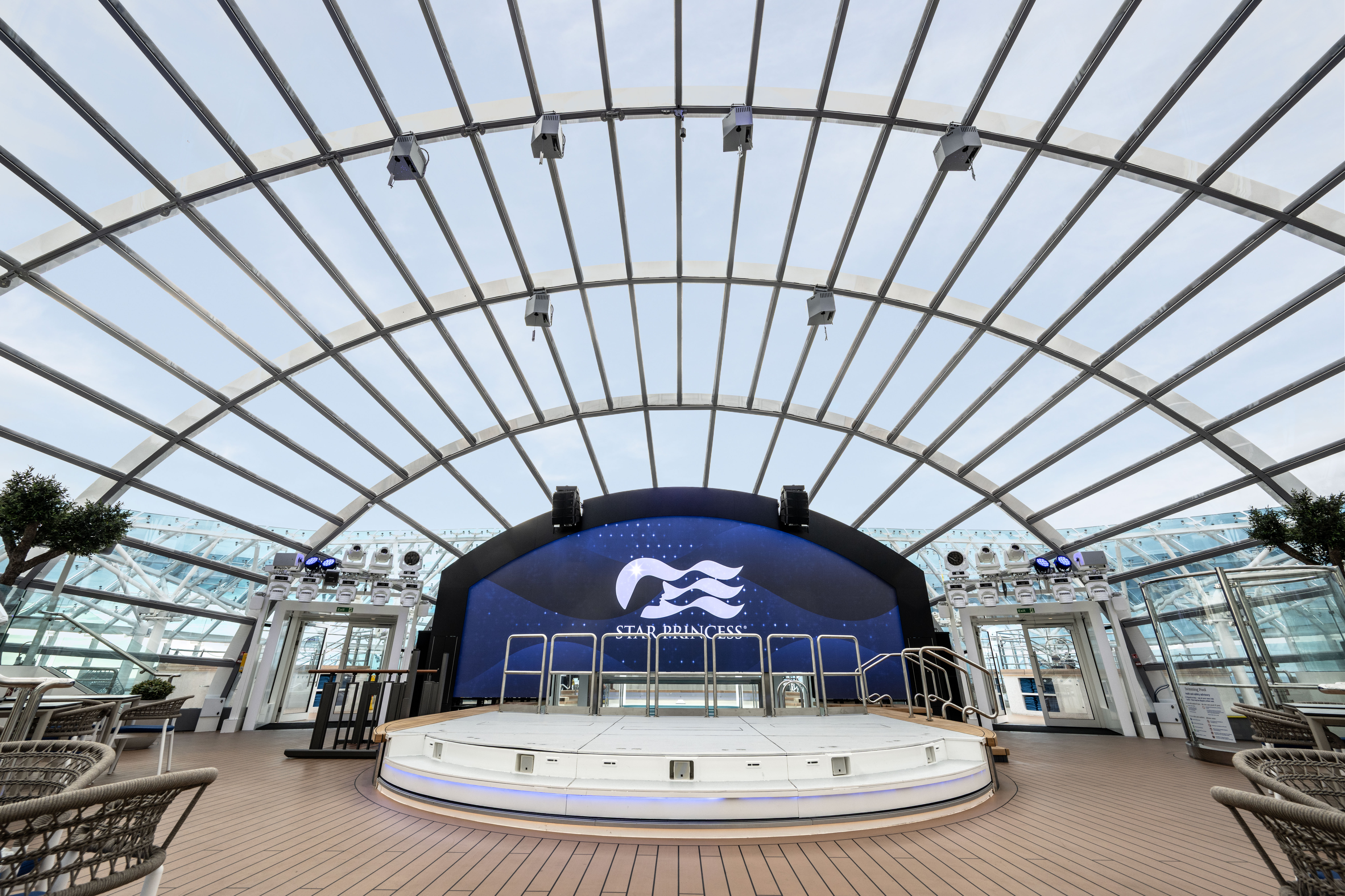 The massive glass dome feature aboard the Star Princess, Princess Cruises' newest sphere-class luxury vessel, is shown in this undated promotional image. 