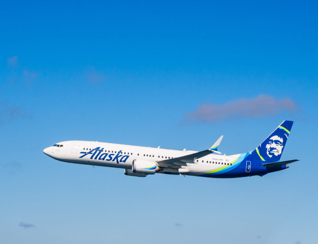 An Alaska Airlines Boeing 737 Max is seen in this undated promotional image from the airline.
