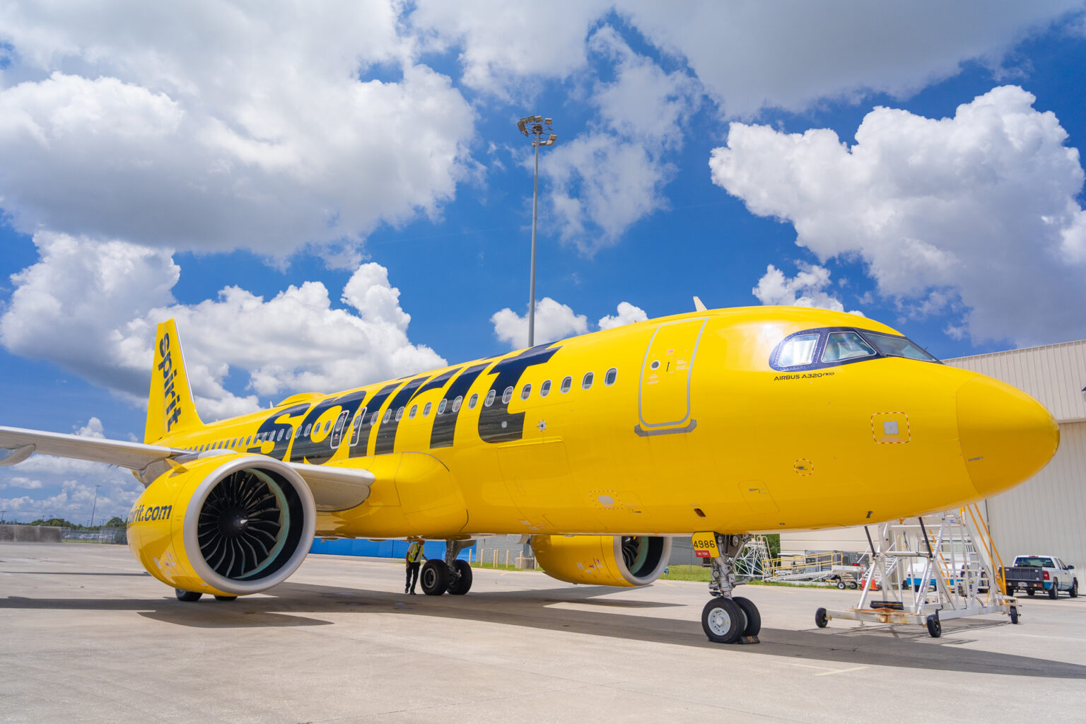 The final Spirit Airlines plane at the Orlando International Airport is photographed on May 29, 2026, prior to its departure to Arizona as part of the airline's ongoing liquidation. (Courtesy: Orlando International Airport)