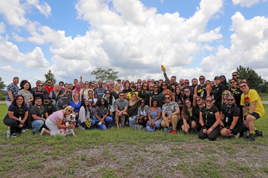 Former employees of Spirit Airlines gather at Orlando International Airport on May 29, 2026, to bid farewell to the airline's last remaining yellow jet. (Courtesy: Orlando International Airport)