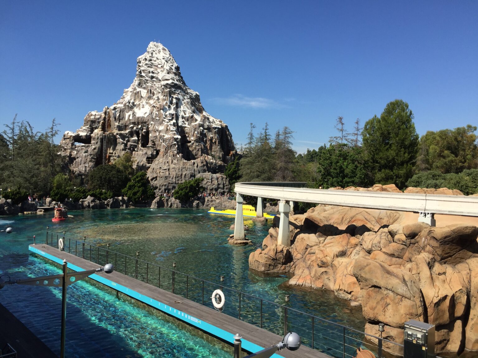 Disneyland's Matterhorn Bobsleds and Finding Nemo Submarine Voyage are seen from the loading dock of the Disneyland Monorail at Disneyland Resort in Anaheim, California on Oct. 8, 2015. (Travis Schlepp)