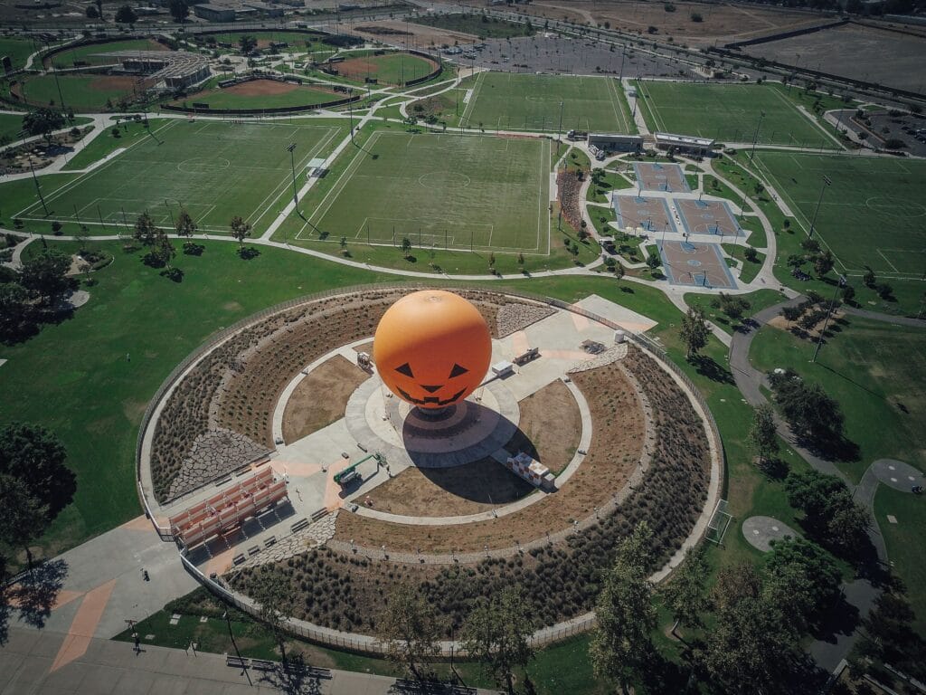 The iconic balloon attraction at the Great Park in Irvine, California, is shown in this aerial image from September 2021. (Pexels.com)
