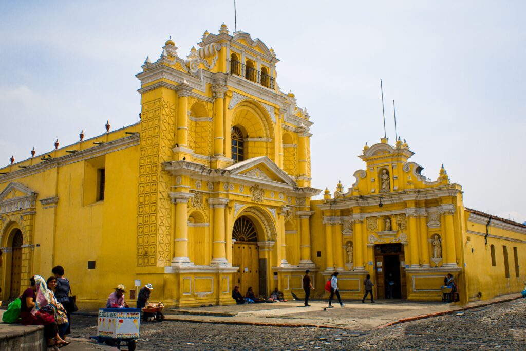 A vibrant yellow church in Guatemala City, Guatemala, is photographed in this undated image from Pexels.com