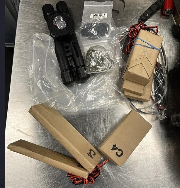 A collection of replica C4 packs confiscated at Boise International Airport in 2025. (Transportation Security Administration)