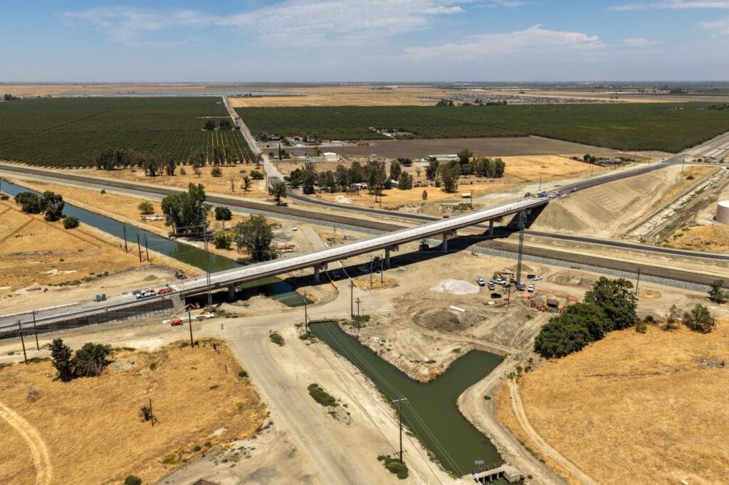 The Corcoran Highway grade separation project in Kings County which was completed and opened to traffic in early August 2026. (California High-Speed Rail Authority)