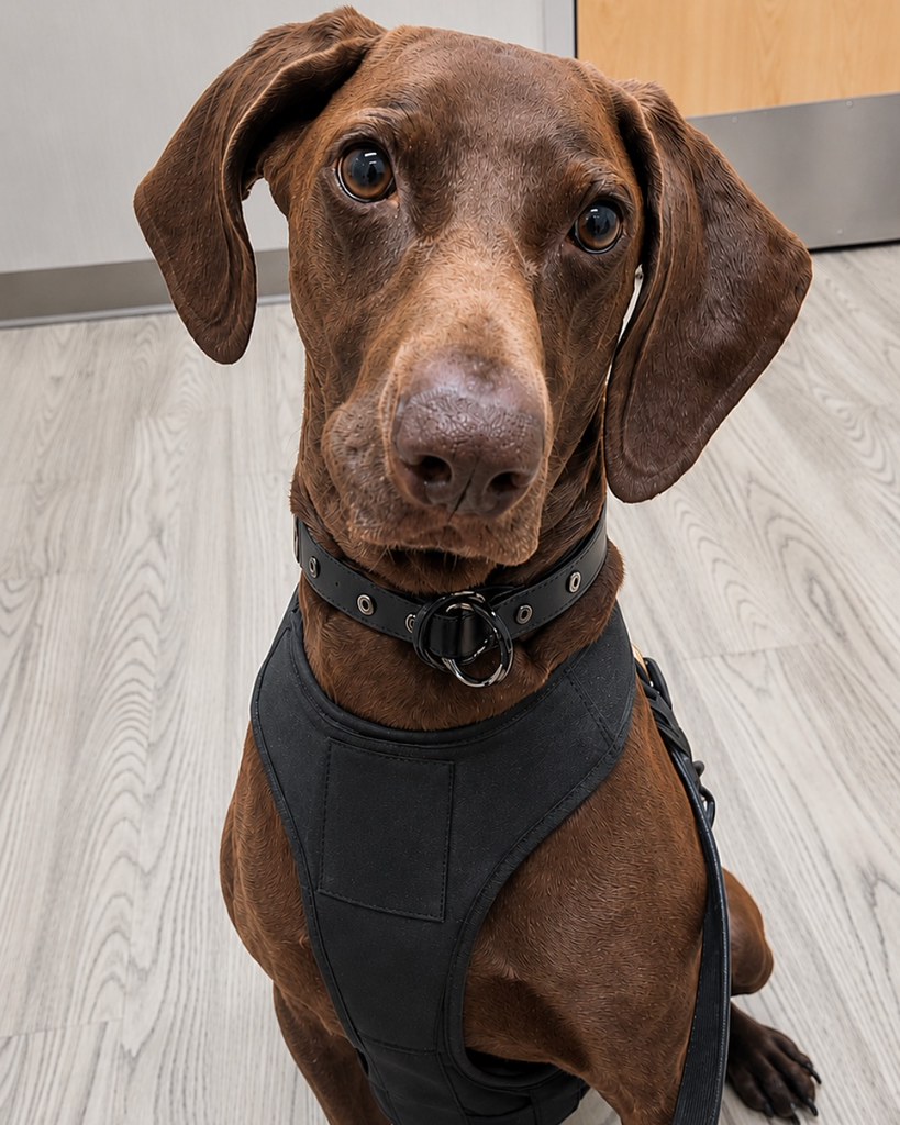 This image from the Transportation Security Administration shows Bolt, a 4-year-old German shorthair pointer who was named the agency's 2026 Cutest Canine. (TSA)
