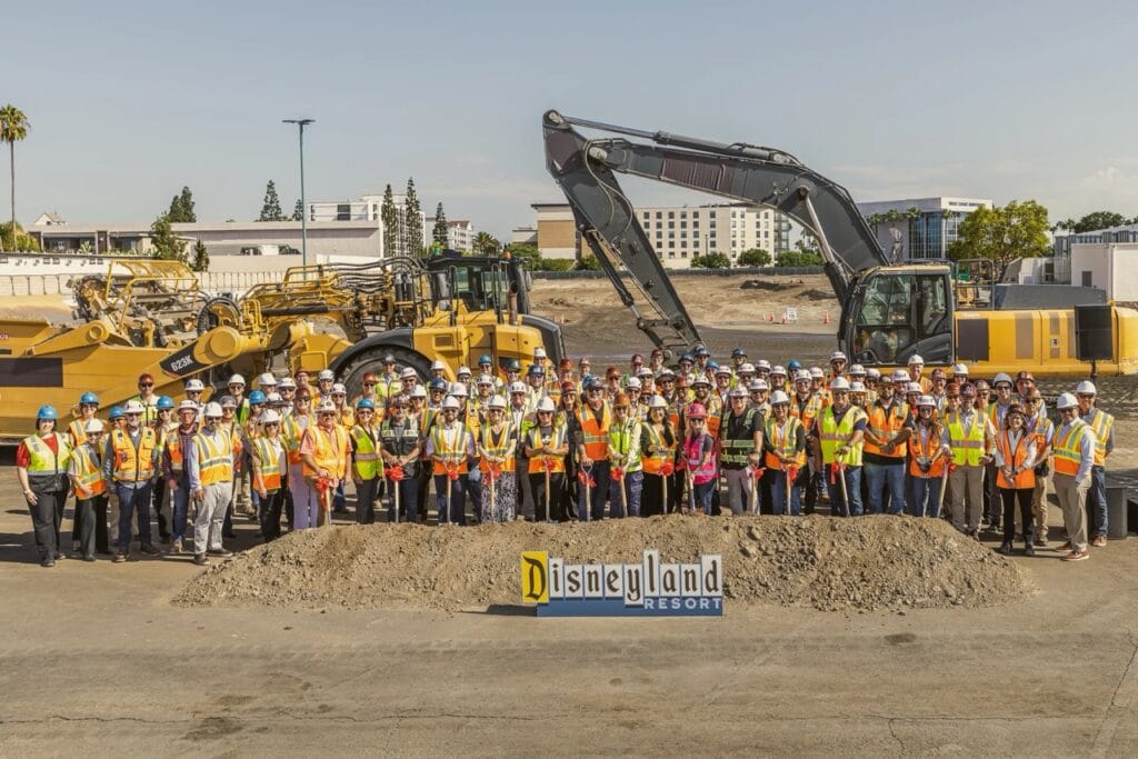 This image shared by Disneyland President Jill Estorino shows crews and Disney officials during a groundbreaking ceremony for a new transit hub and parking center in Anaheim, California on Aug. 24, 2026. (Disneyland Resort)
