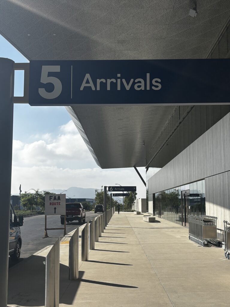 An arrival sign at the new Burbank airport terminal is seen on Sept. 19, 2026. (Rabblenews.com)