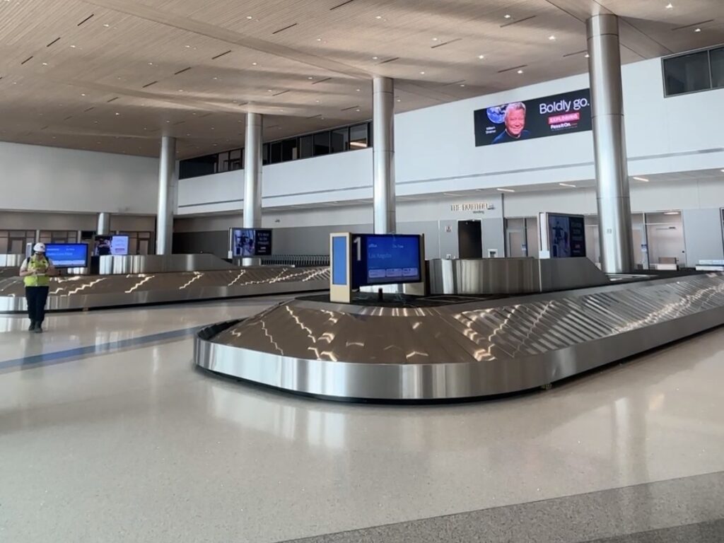 The luggage return at the new Burbank airport terminal is seen on Sept. 19, 2026. (Rabblenews.com)