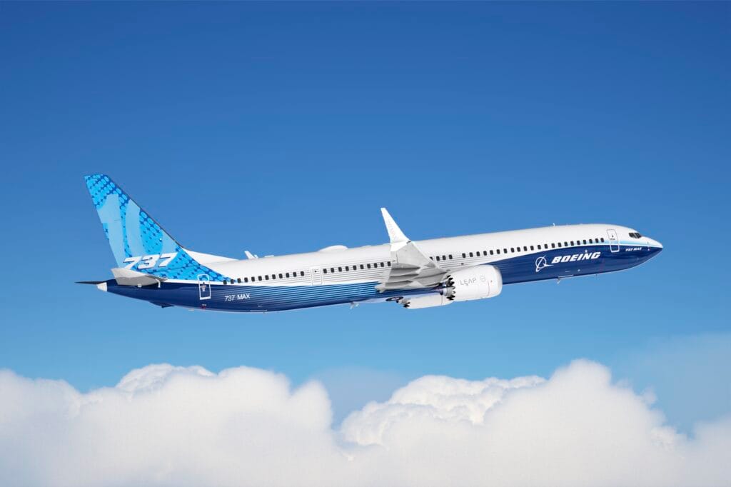Promotional image from Boeing shows the new Boeing 737 MAX-10, which received FAA approval on Oct. 20, 2026. (Boeing)