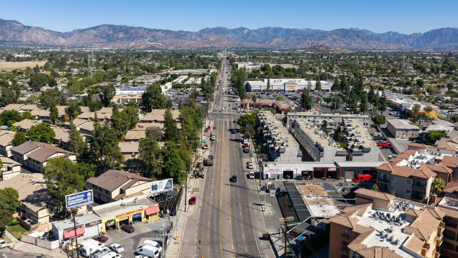 Aerial image shows Van Nuys Boulevard in the San Fernando Valley where a new light rail system is in the works, with plans to be operational by 2032. (LA Metro)